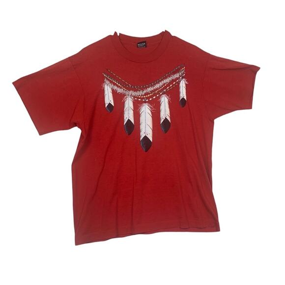 Vintage 90s mens XL Screen Stars Best red single stitch t shirt tee native india - Picture 1 of 8